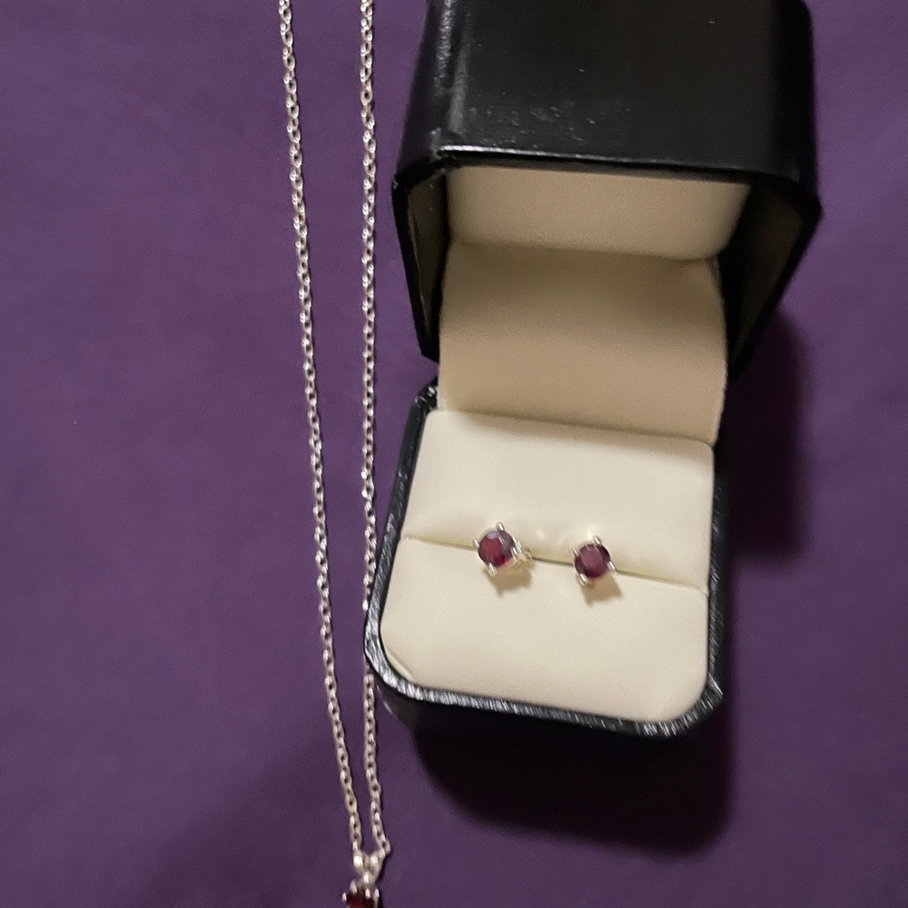 Elegant Silver and Red Jewelry Set